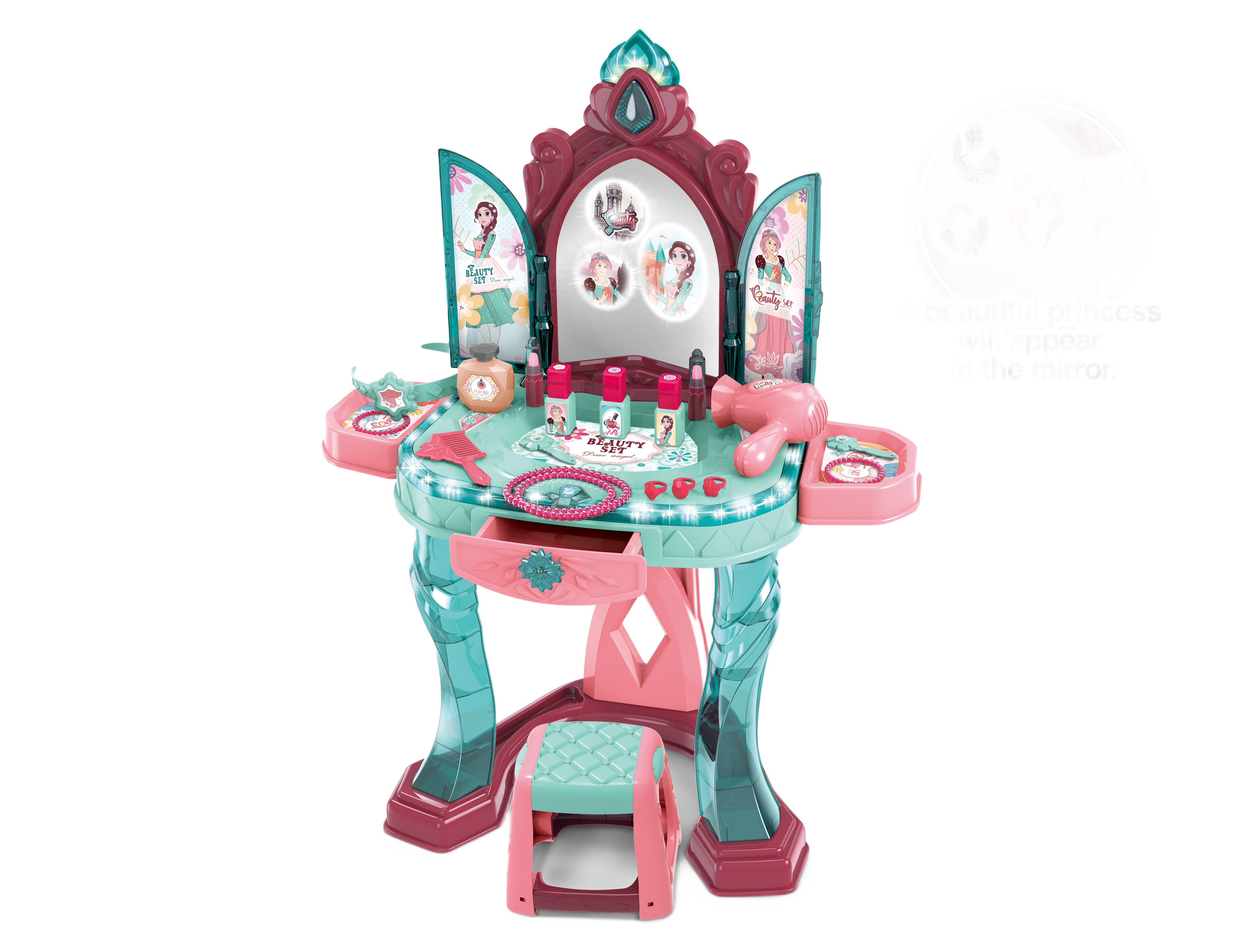 Kids Beauty Angel Vanity Playset with Magical Mirror