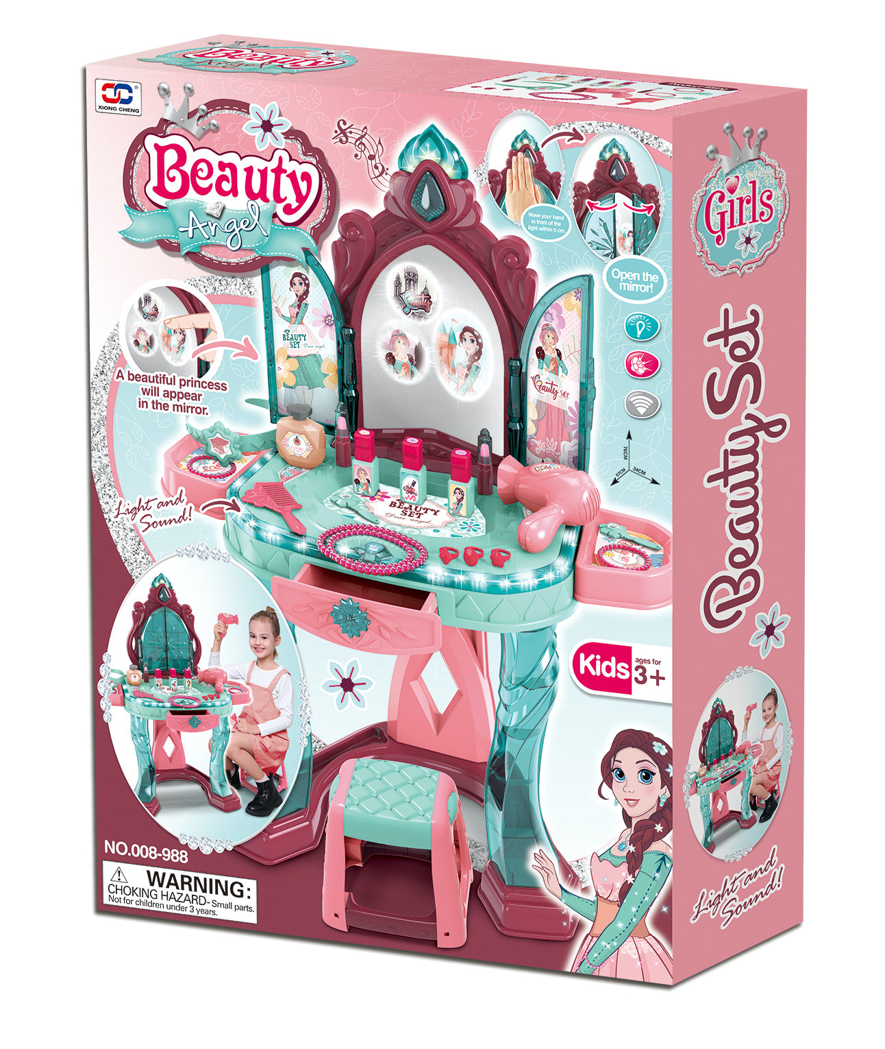 Kids Beauty Angel Vanity Playset with Magical Mirror