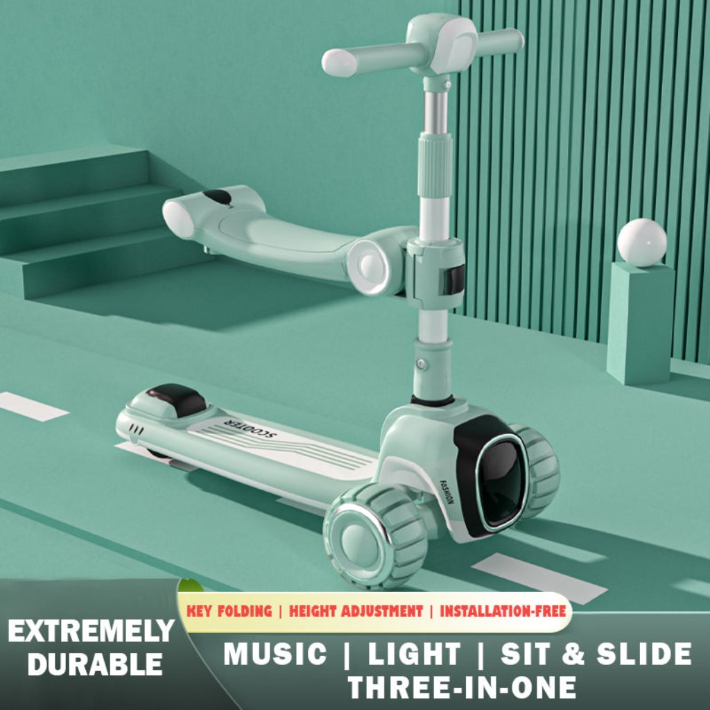 3-in-1 Scooter with Music, Lights, Adjustable Height, and Easy Folding