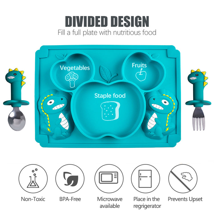 Dinosaur Silicone Divided Plate Set