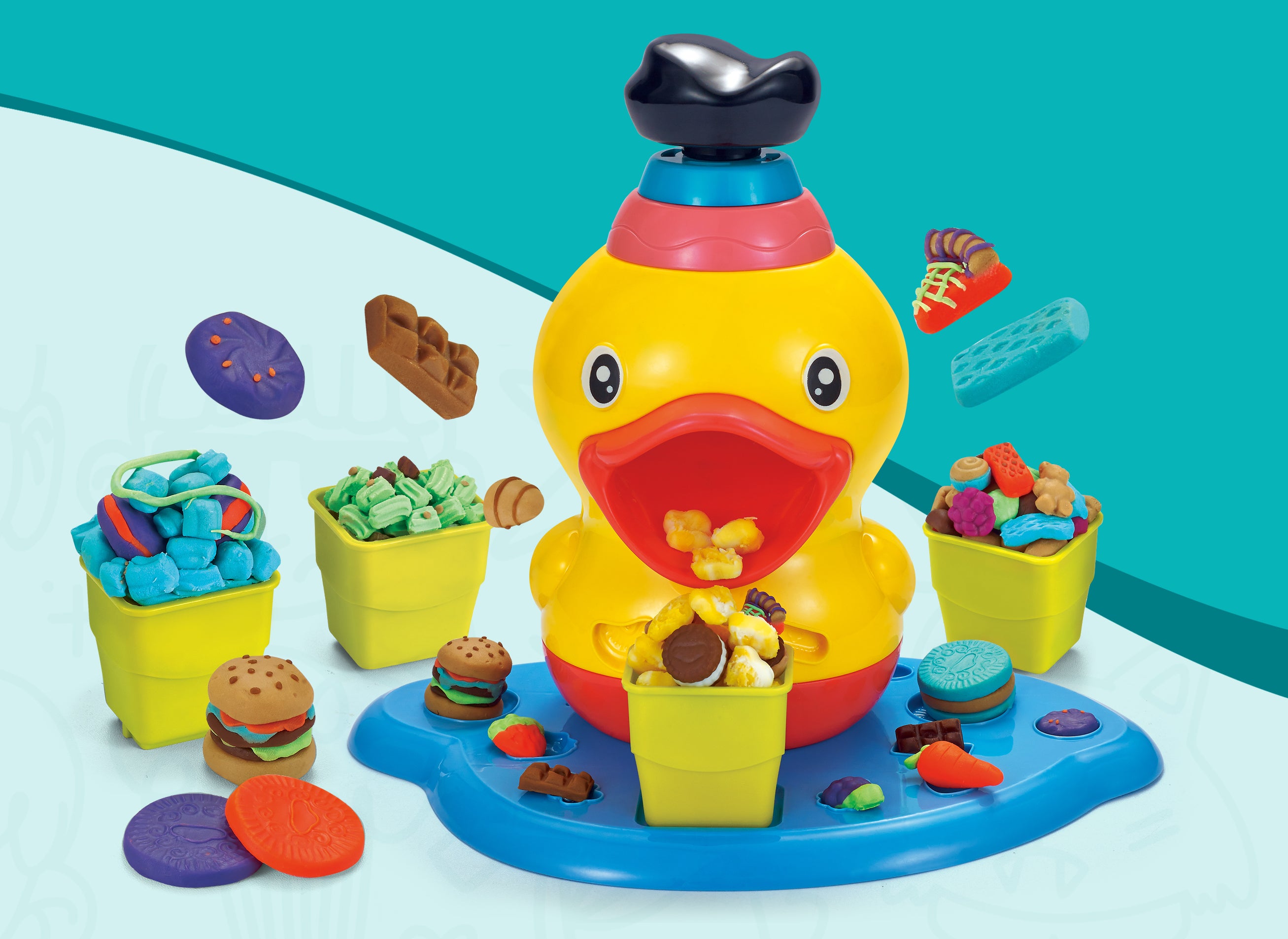 iZEL Kids DIY Creative Colour Clay Set – Fun and Educational Play Dough Kit for Kids with Duck-Shaped Dispenser and Accessories