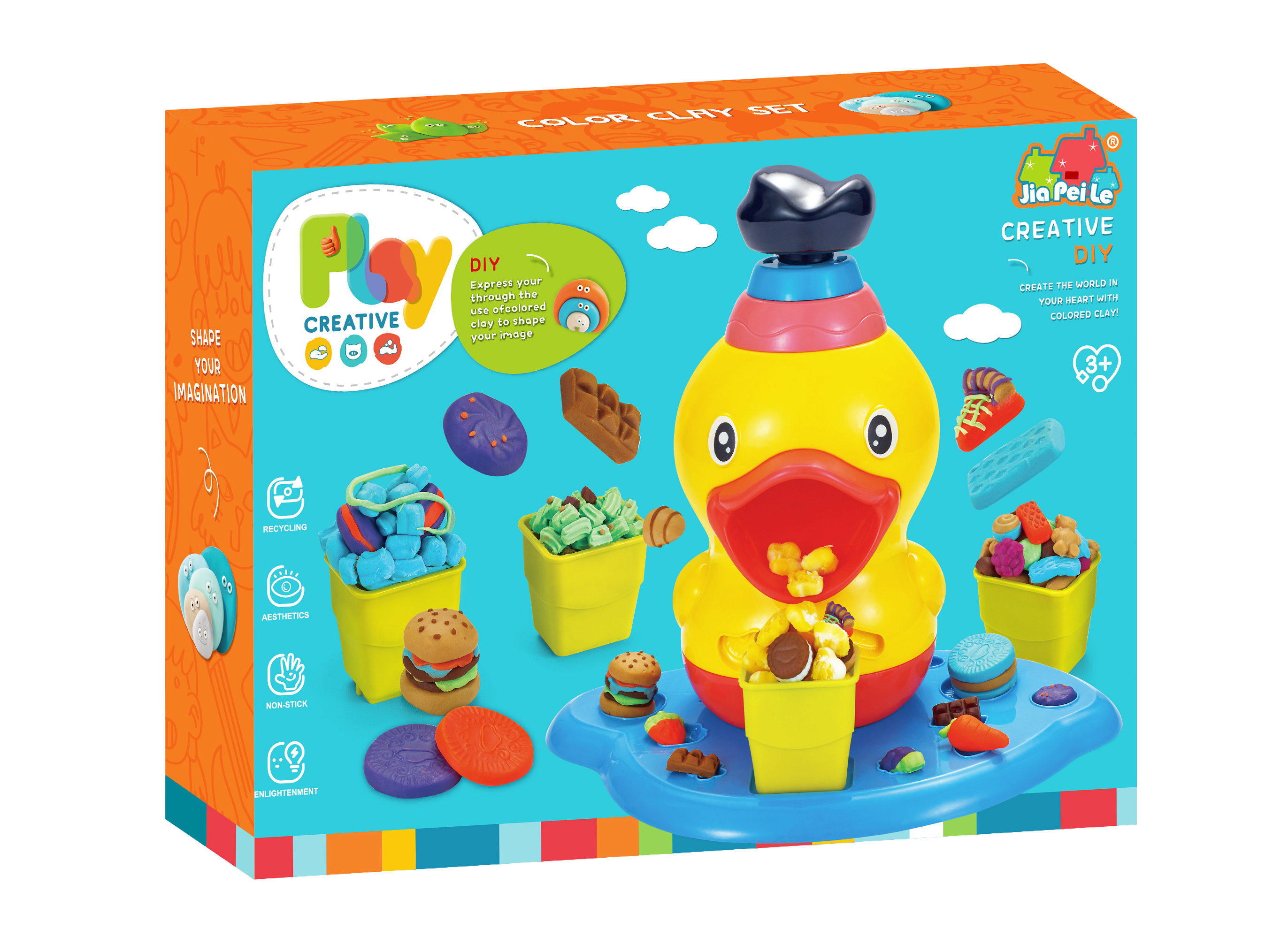 iZEL Kids DIY Creative Colour Clay Set – Fun and Educational Play Dough Kit for Kids with Duck-Shaped Dispenser and Accessories