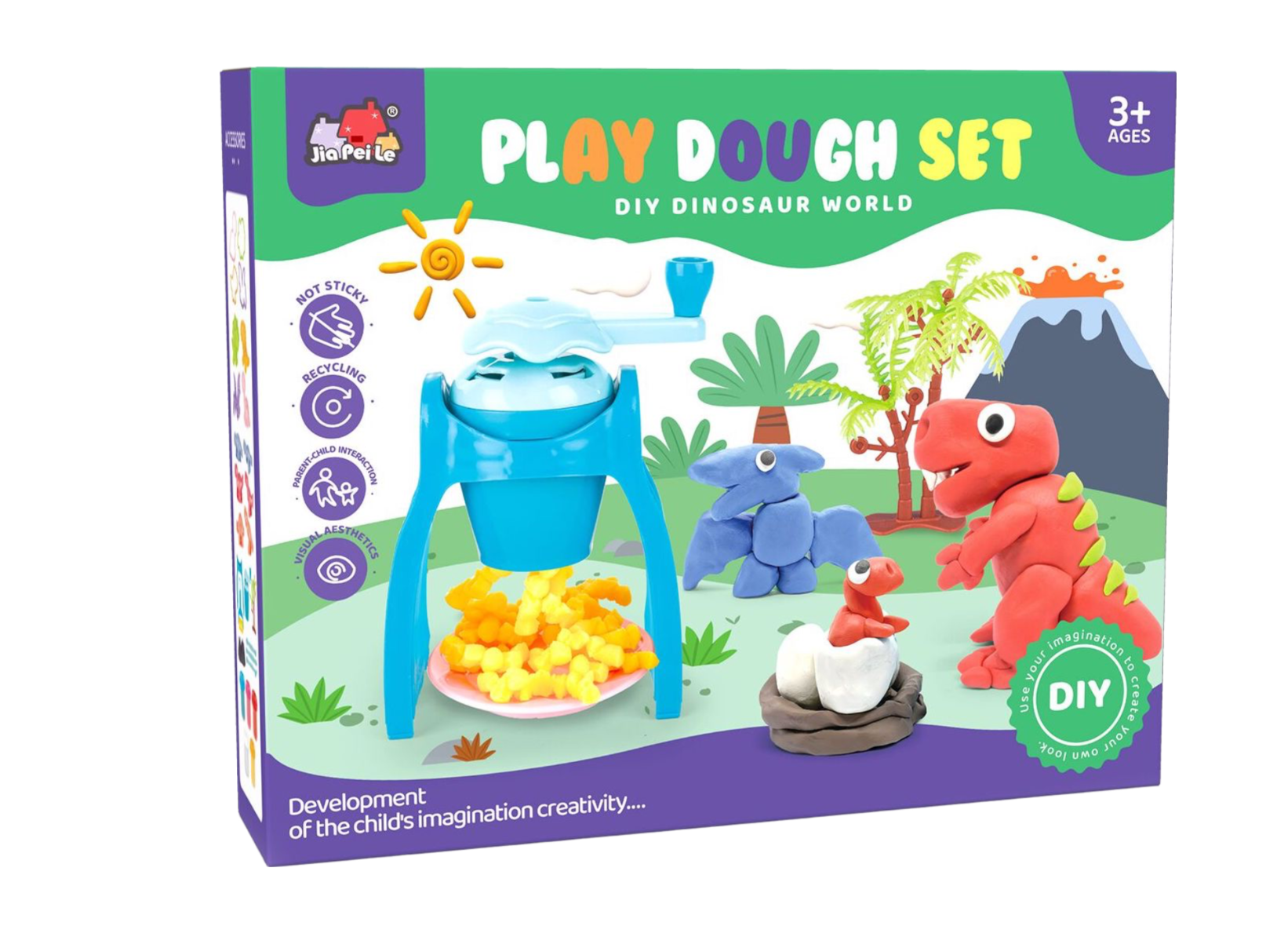 iZEL Kids Dinosaur Play Dough Set - Creative Clay Kit for Kids with Dinosaur Moulds and Tools - Perfect Educational and Sensory Play for Ages 3+