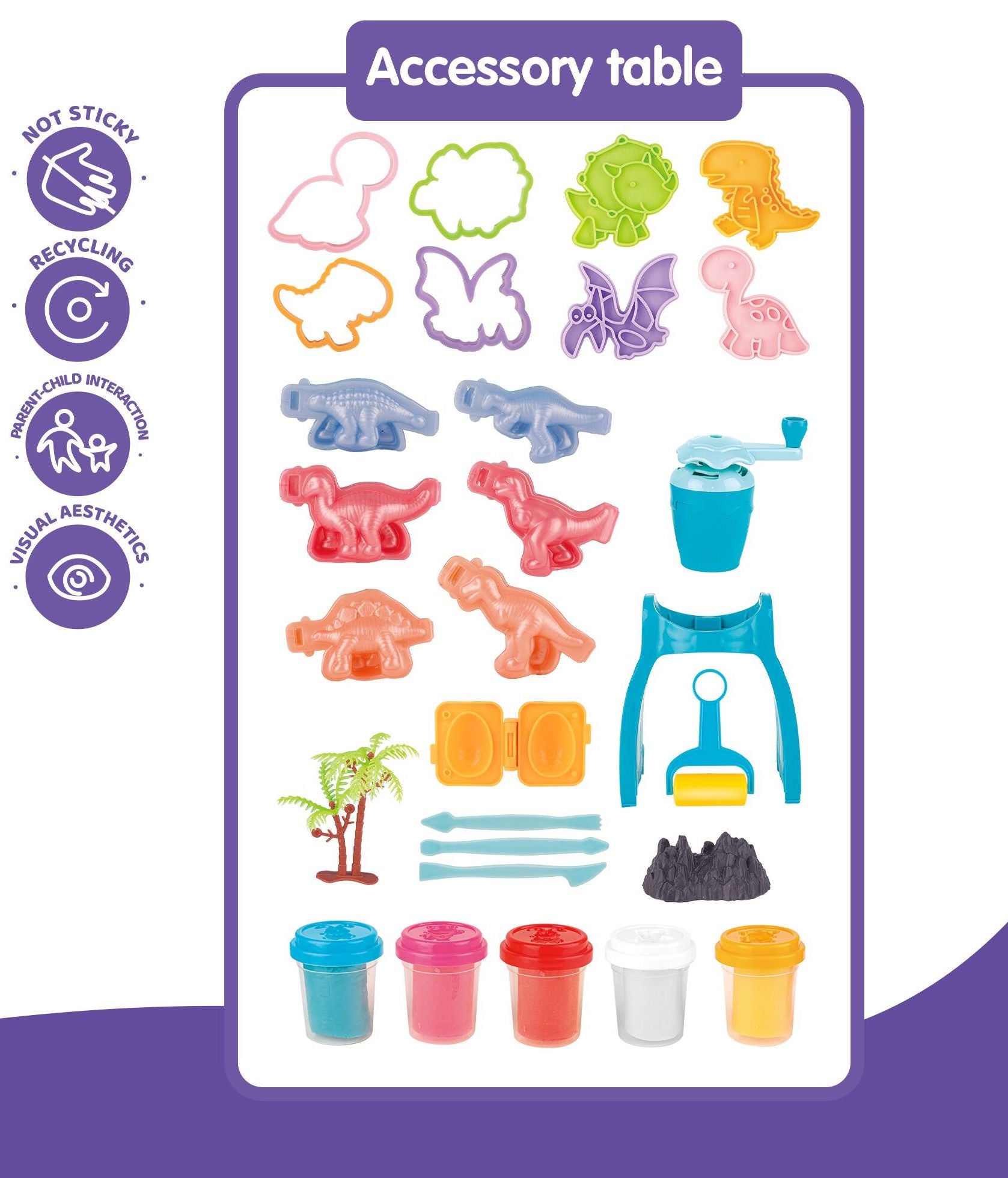 iZEL Kids Dinosaur Play Dough Set - Creative Clay Kit for Kids with Dinosaur Moulds and Tools - Perfect Educational and Sensory Play for Ages 3+